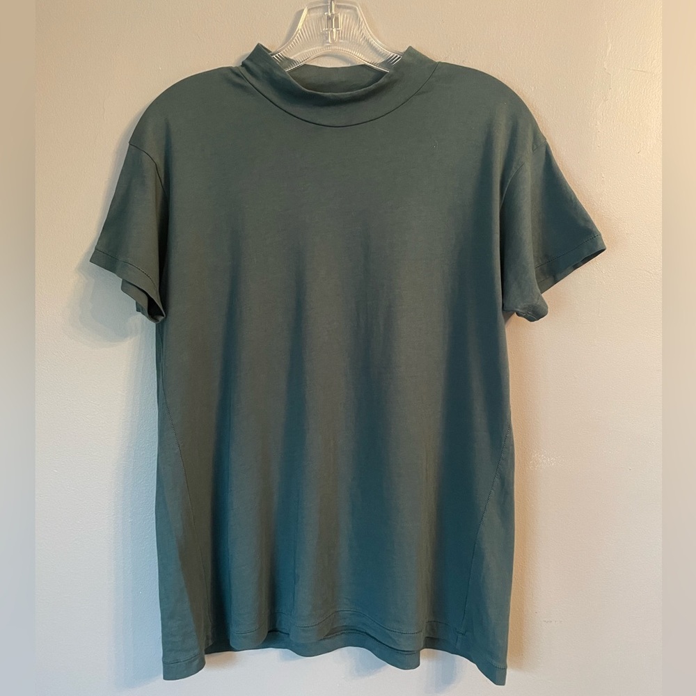 Calder Blake Mock Neck Short Sleeve T Shirt Green sz M